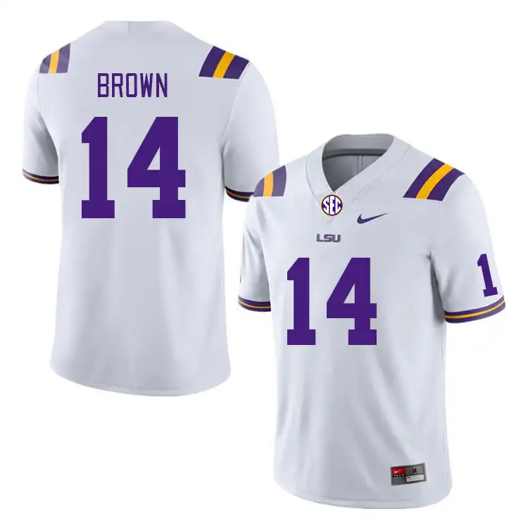 Men's LSU Tigers Jalen Brown #14 White NCAA Football Jersey